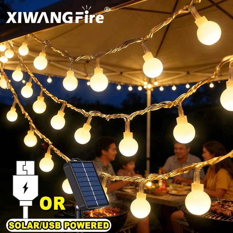 Lighting Decor For Living Room - 3-10M ソーラー/USB/バッテリー式ストリングライト、フェアリーグローブボールLED、防水屋外用、クリスマス、結婚式、庭、キャンプ、テントの装飾に