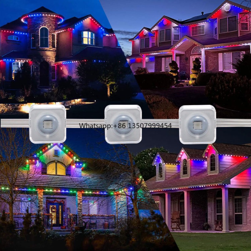 Lighting Decorative - WiFi制御スマートLEDストリップライト 15M RGBカラーチェンジ IP66防水 PVC製 ビルファサード装飾
