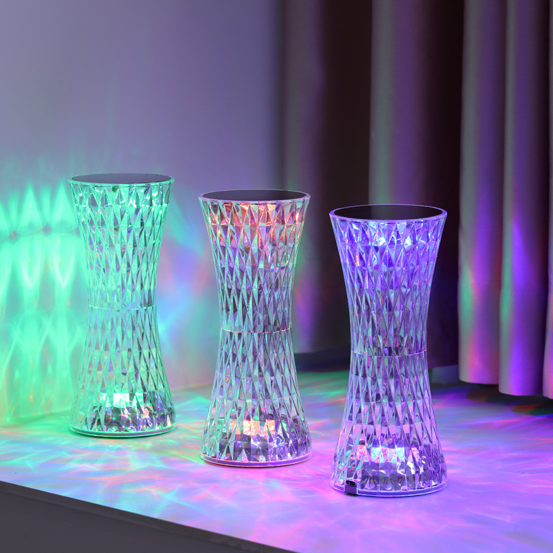 Lighting Decor Bedroom - クリスタルベッドサイドテーブルランプクリスマスアクリル装飾ナイトライト寝室ベッドサイドLED照明ギフトダイヤモンドデスクランプUSB充電式