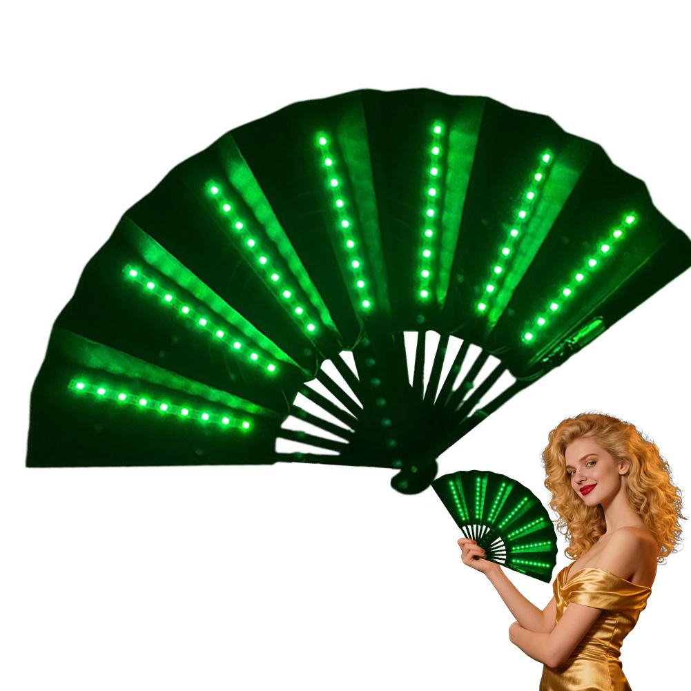 Decor Lighting Fans - 女性用ラインダンス用ライトアップ折りたたみ扇子、光るハンドファンステージパフォーマンス、誕生日結婚式の装飾、パーティーLEDハンドファン
