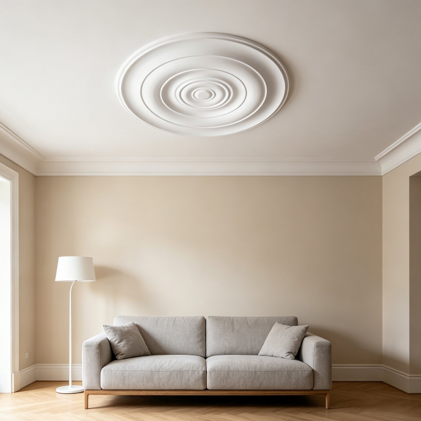 Lighting Decorative - ラウンド天井メダリオンヨーロッパデザインPU天井装飾照明器具カバープレート防湿インテリア装飾ポリッシュ仕上げ