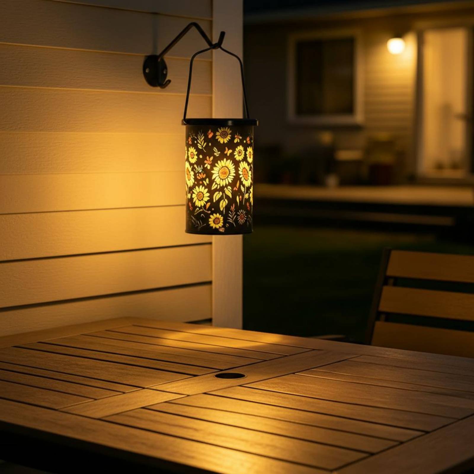 Lighting Design Decor - 花柄ランタン ヴィンテージデザイン 吊り下げ式ソーラーランタン エッチングソーラーランプ LED屋外照明 パティオ用装飾カットアウトパターン
