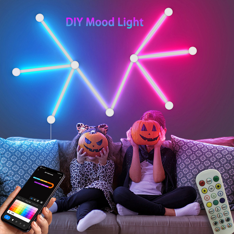 Lighting Decor Bedroom - スマートRGBウォールランプ、Bluetoothアプリ接続LEDライトバー（音楽パーティー用）、DIYテレビバックライト、寝室ゲーム用雰囲気装飾