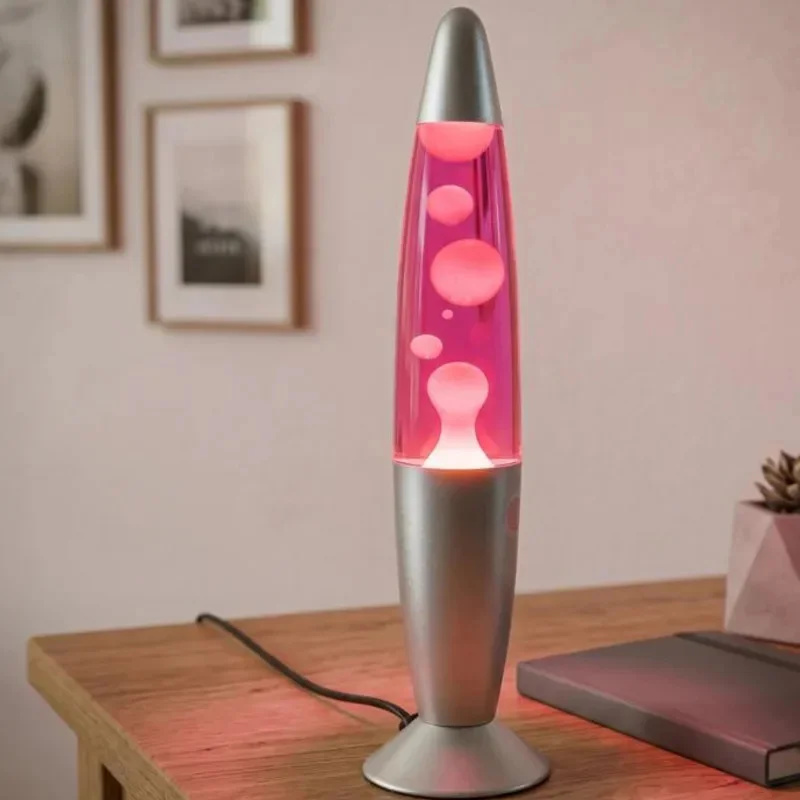 Lava Lamp Desktop - 溶岩ランプ メタルベース EUプラグ 火山型液体ムードライト 寝室用テーブル パーティーセンターピース