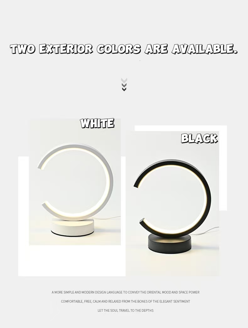 Lighting Decor For Living Room - 20 センチメートル LED シンプルな円形リングテーブルランプ寝室のベッドサイドリビングルームレストランホテル装飾ランプ調光可能なラウンドナイトライト