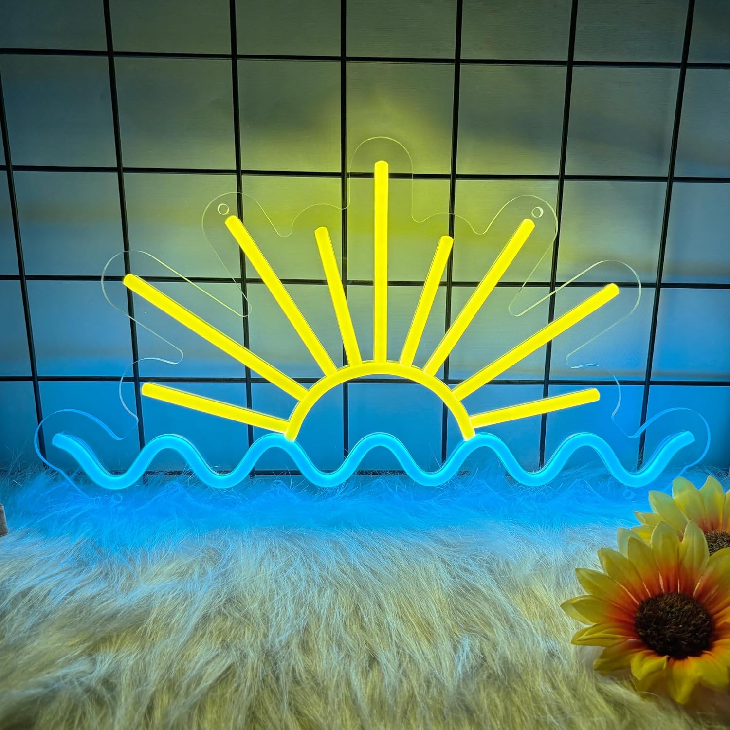Lighting Decor Sunrise - サンライズオーシャンウェーブネオンサイン USB調光式LEDネオンライト 寝室 リビングルーム マンケーブ バー