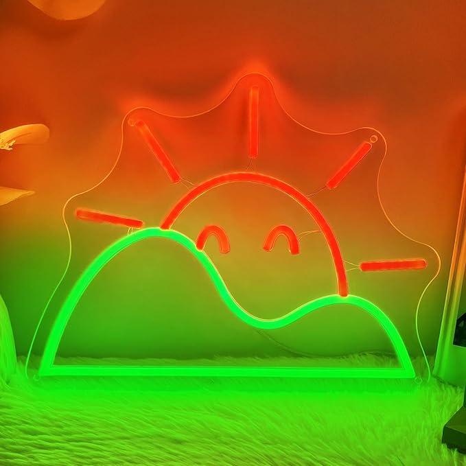 Lighting Decor Sunrise - サンライズネオンサイン USB調光LEDライト 寝室、ゲームルーム、子供部屋の装飾に最適 子供への最高の贈り物 壁飾り