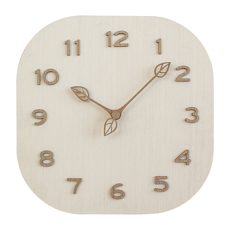 Lighting Home Decor Wall Clocks - モダンな個性派壁掛け時計 シンプルな正方形 ライトラグジュアリー 木製デザイン ホームリビングルーム 寝室用
