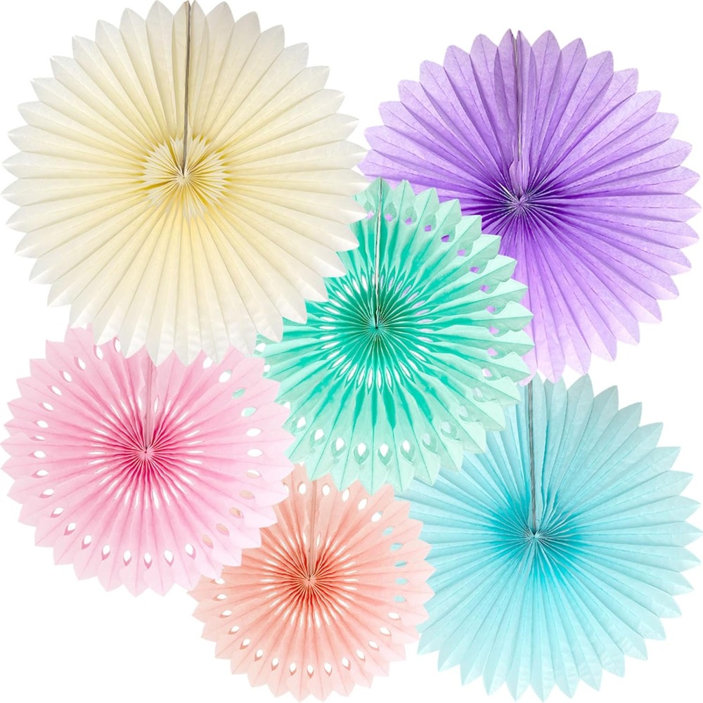 Decor Lighting Fans - パステルレインボー紙ファンパーティーデコレーションカラフルなアイスクリームイースターマカロン壁掛けライトピンクブルーパープルミントピーチ