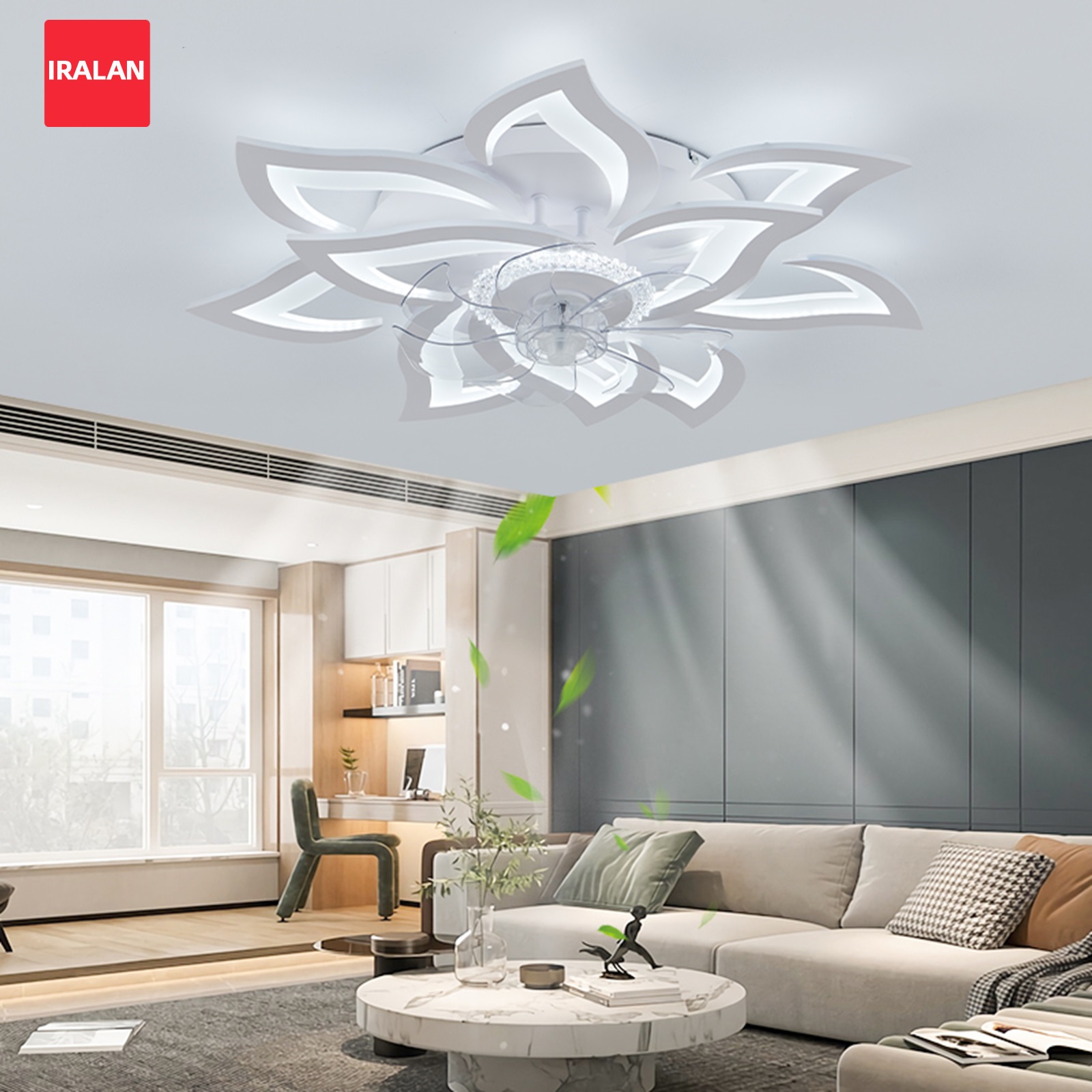 Decor Lighting Fans - 花柄シーリングファン 照明付き ホームデコレーション 北欧風 高級 6段階風量調節