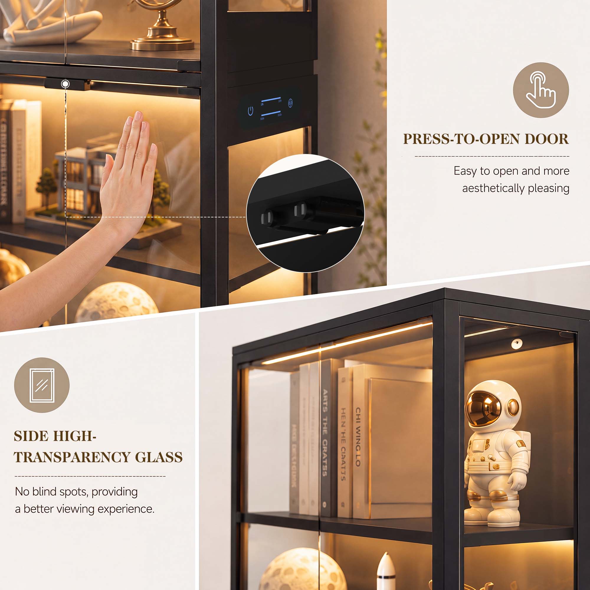 TCGBKAF 5段ディスプレイキャビネット、ガラス扉、モー - Lighting Design Decor のレビューと価格