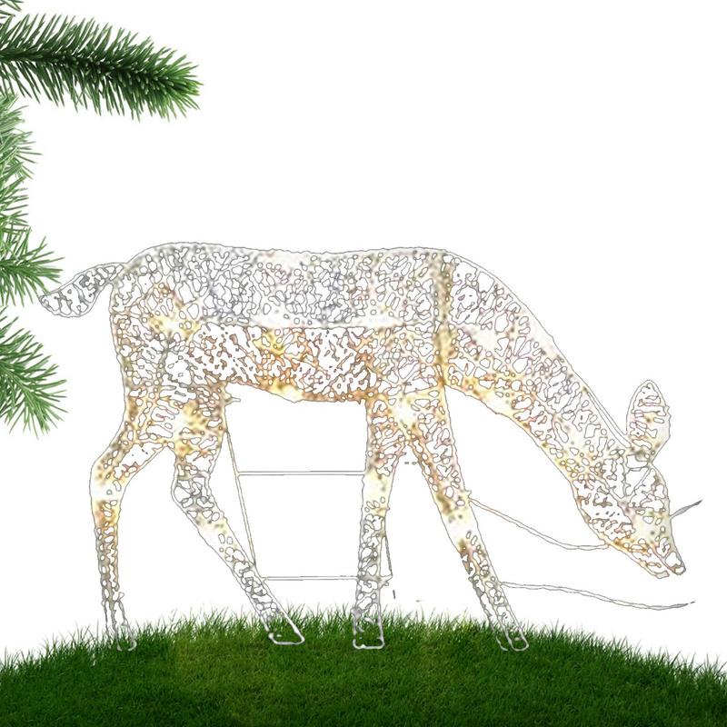 防水照明付きの白い鹿のスタンドライト,電池式,お祭りの芝生の - Lighting Decoration Stand のレビューと価格