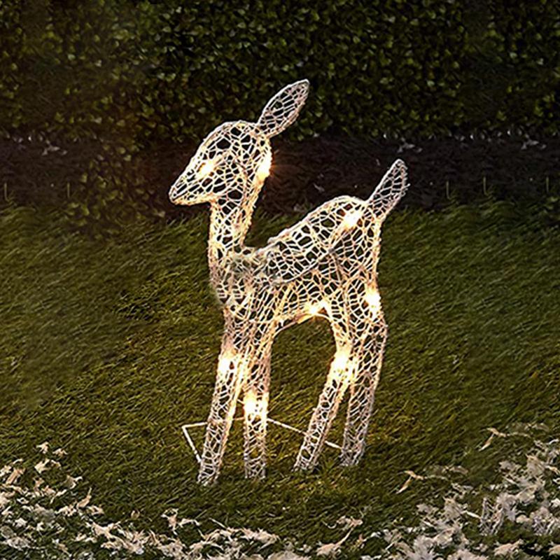 防水照明付きの白い鹿のスタンドライト,電池式,お祭りの芝生の - Lighting Decoration Stand のレビューと価格