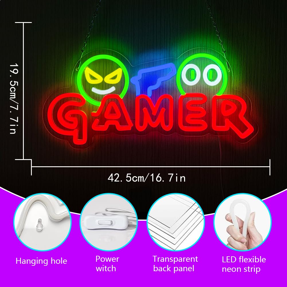ゲーマー向けネオンサインLEDウォールライト、カスタマイズ可 - Room Lighting Bedroom Decor のレビューと価格