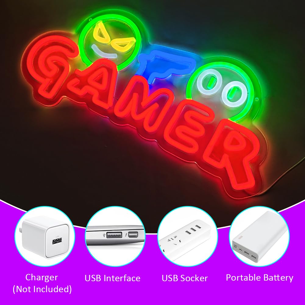 ゲーマー向けネオンサインLEDウォールライト、カスタマイズ可 - Room Lighting Bedroom Decor のレビューと価格