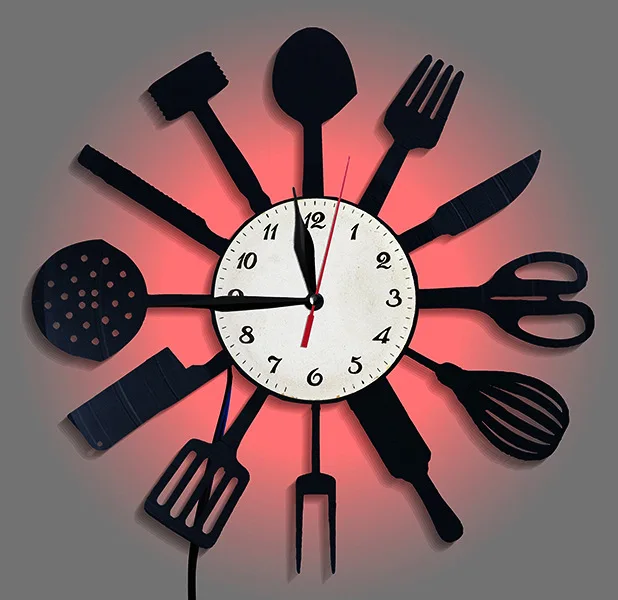 LEDライト付きビニール壁時計,クリエイティブな吊り下げ装飾 - Lighting Home Decor Wall Clocks のレビューと価格