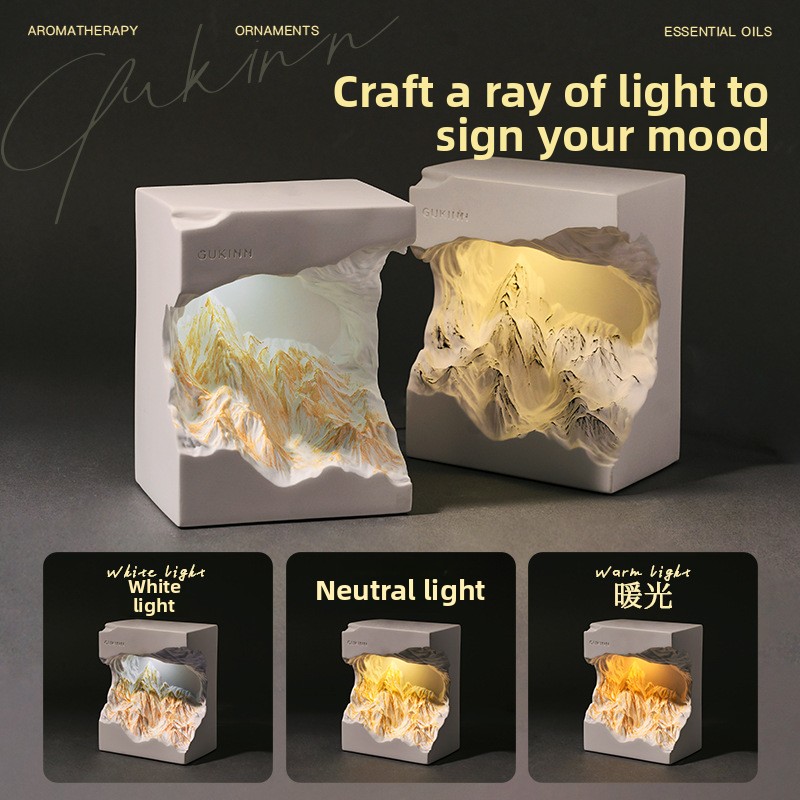 ゴールデンマウンテンサンライズアロマディフューザー石膏ナイト - Lighting Decor Sunrise のレビューと価格