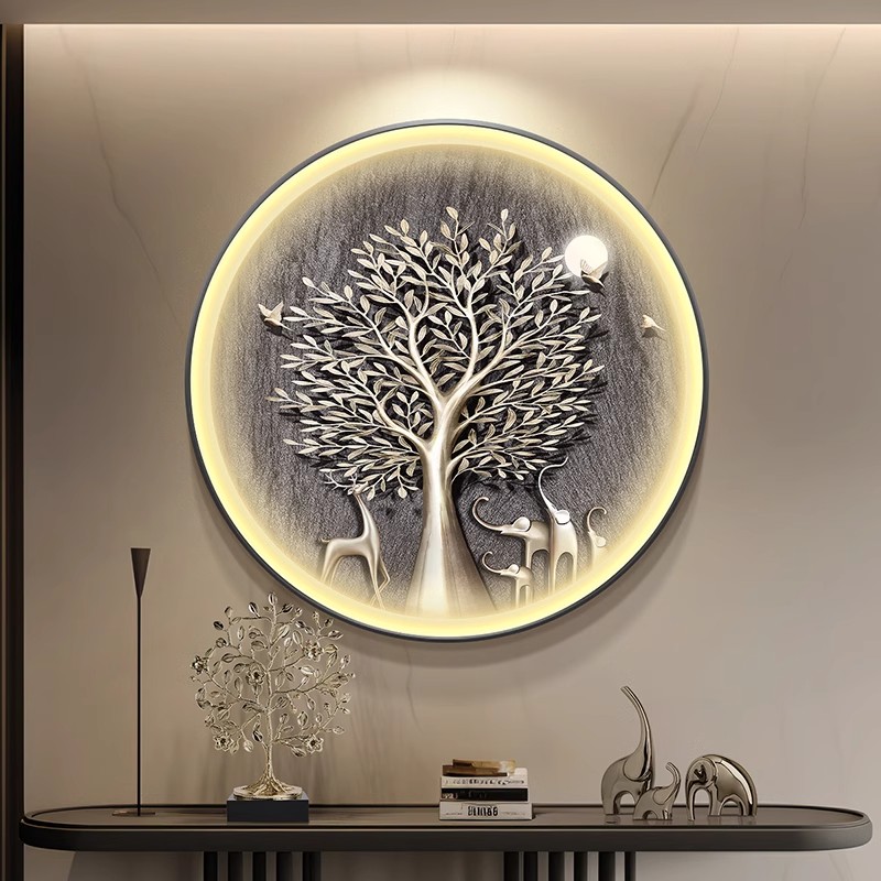 象をテーマにした円形ポーチ装飾画は、光の豪華さと高級感のある - Elements Lighting Decor のレビューと価格