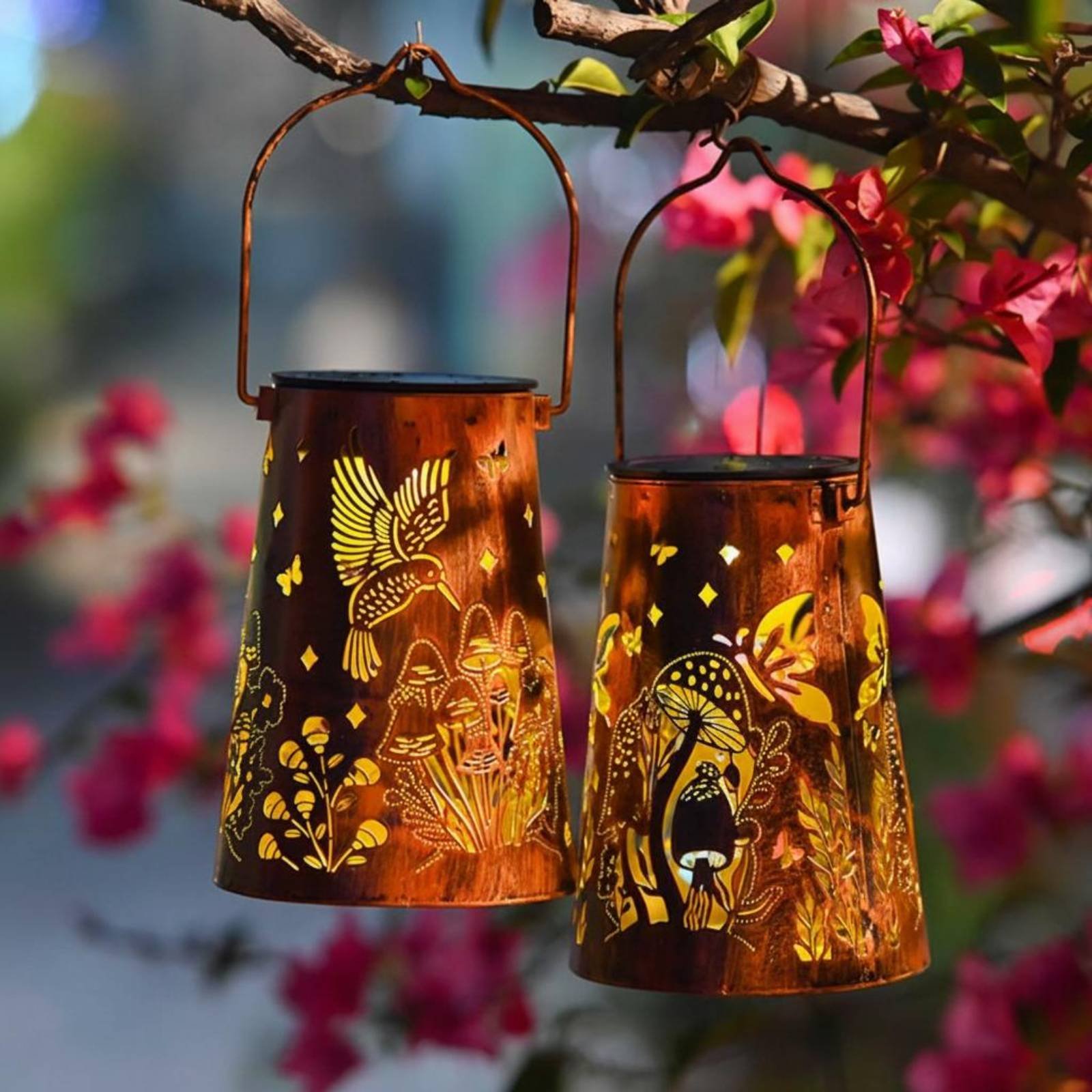 花柄ガーデンランタンパターンガーデン照明器具自動オン/オフ錬 - Lighting Design Decor のレビューと価格
