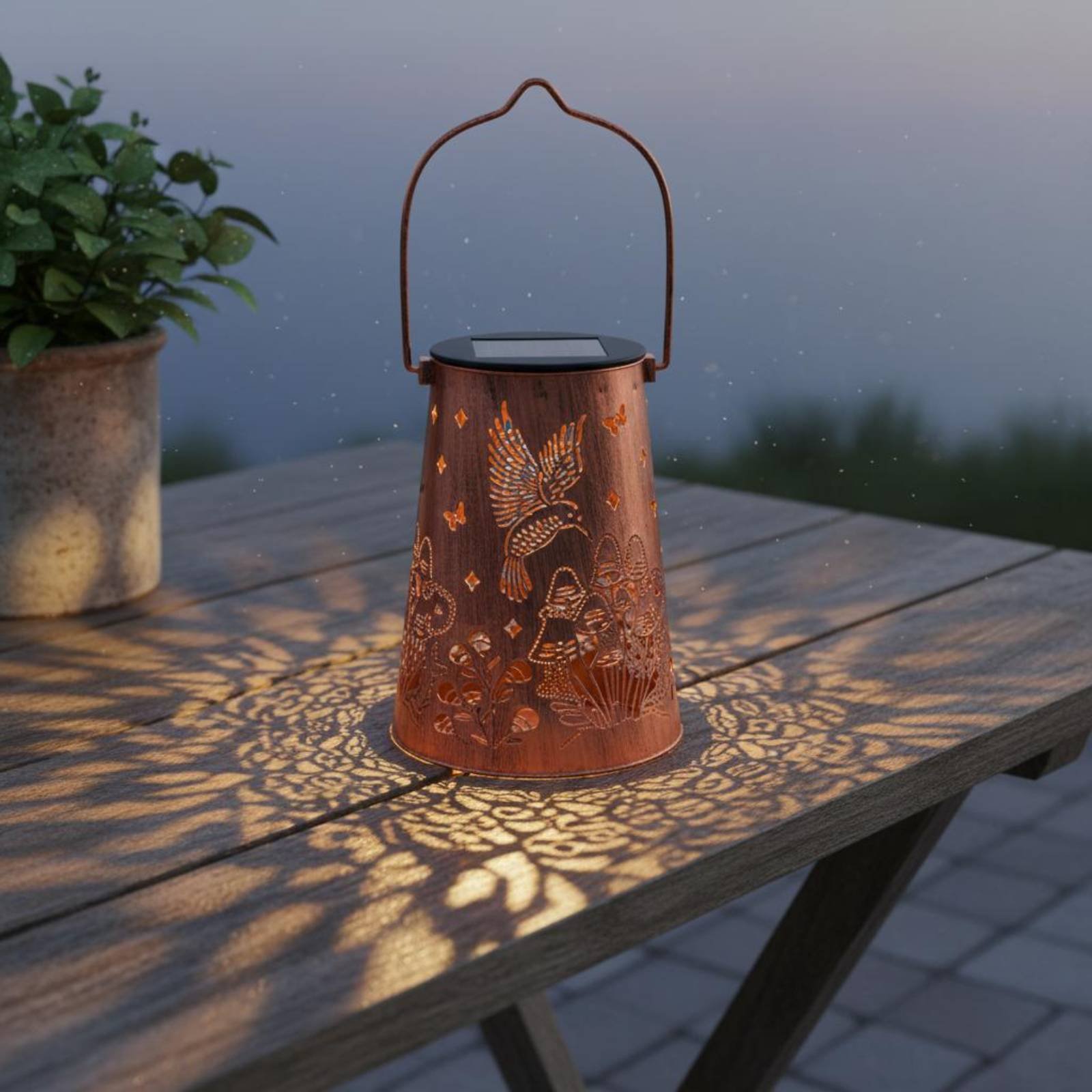 花柄ガーデンランタンパターンガーデン照明器具自動オン/オフ錬 - Lighting Design Decor のレビューと価格