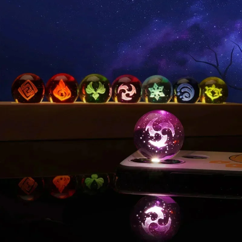 ゲーム原神インパクトクリスタルボールフィギュアナイトライト七 - Elements Lighting Decor のレビューと価格