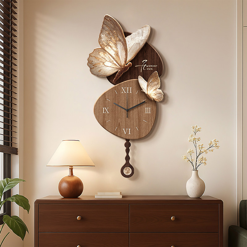 アップグレードナイトライト壁時計木製ファッションデザインモダ - Lighting Home Decor Wall Clocks のレビューと価格