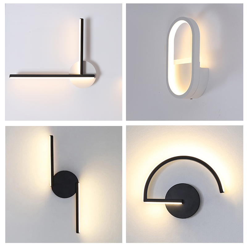 モダンな北欧LEDウォールランプ、ミニマリストブラック幾何学 - Lighting Decor Bedroom のレビューと価格