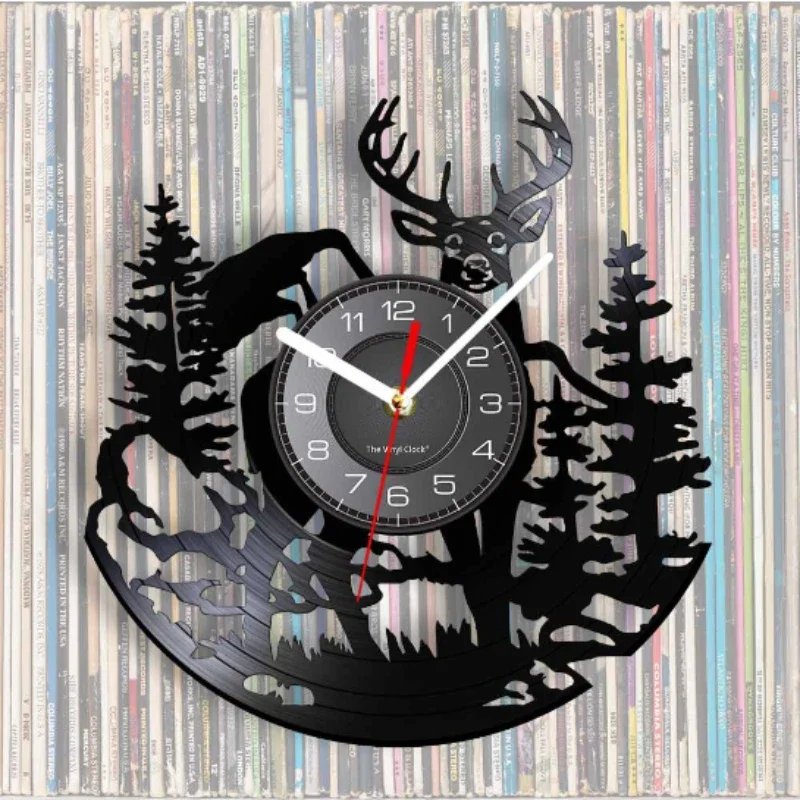 森の鹿ビニールレコード壁時計 LED ナイトライトリモコンア - Lighting Home Decor Wall Clocks のレビューと価格