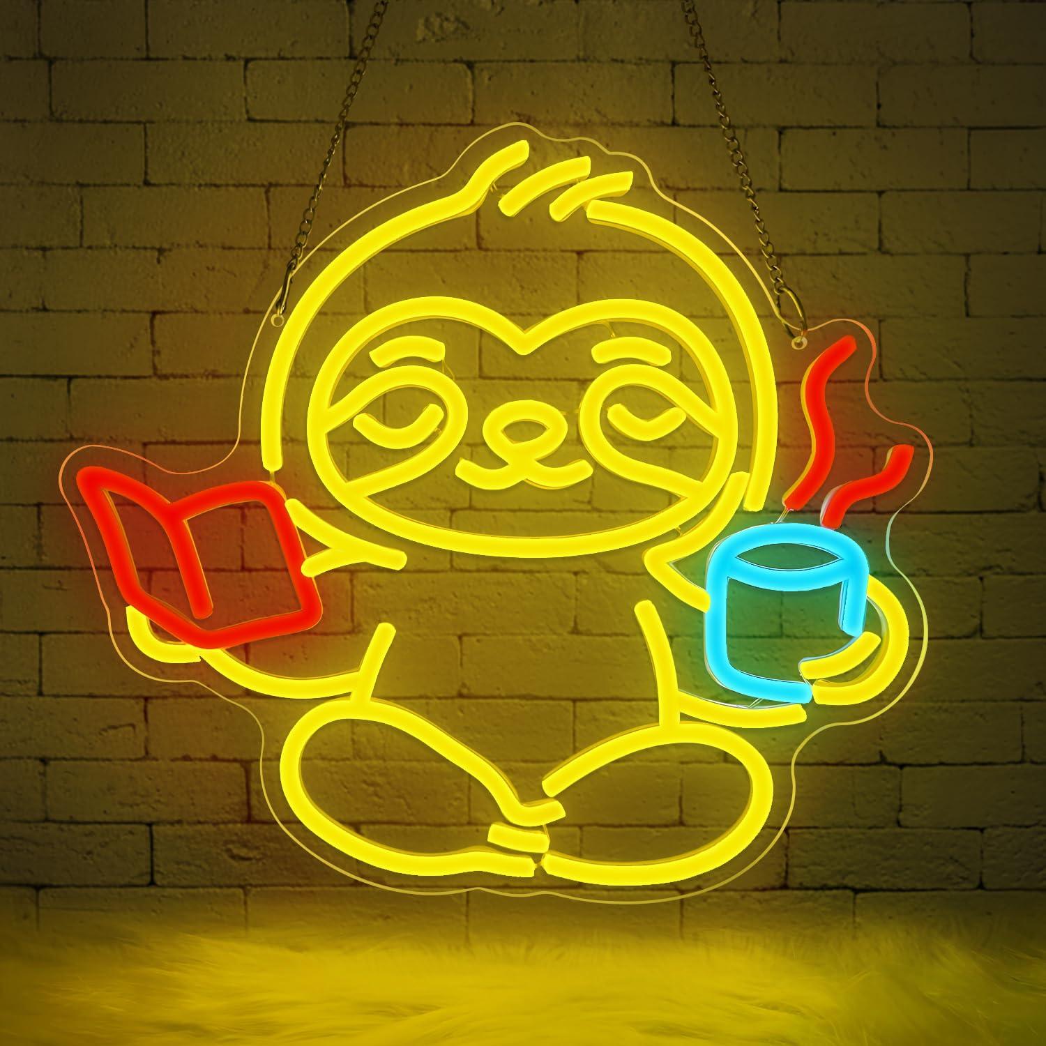 ナマケモノのネオンサインUSB調光LEDライト、寝室、リビン - Lighting Decor For Living Room のレビューと価格