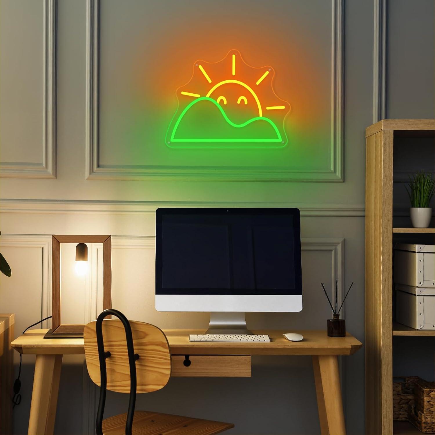 サンライズネオンサイン USB調光LEDライト 寝室、ゲーム - Lighting Decor Sunrise のレビューと価格