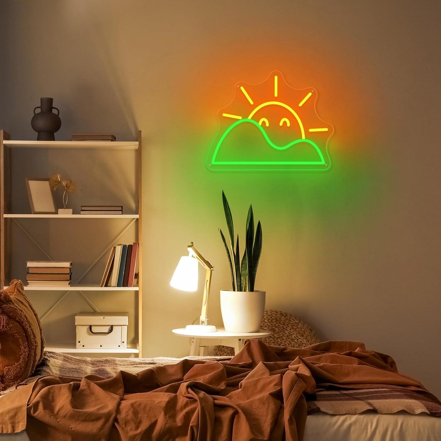 サンライズネオンサイン USB調光LEDライト 寝室、ゲーム - Lighting Decor Sunrise のレビューと価格