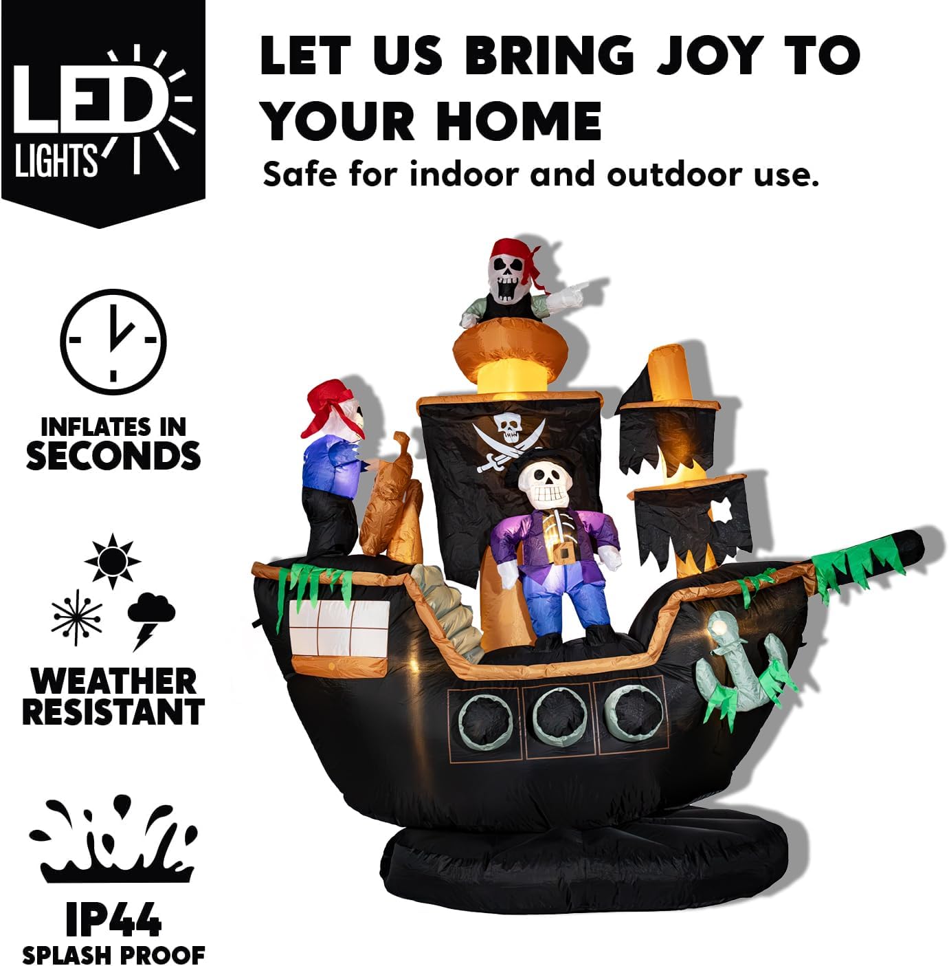 屋外用ハロウィンインフレータブル海賊船デコレーション、骸骨と - Decor Lighting Fans のレビューと価格