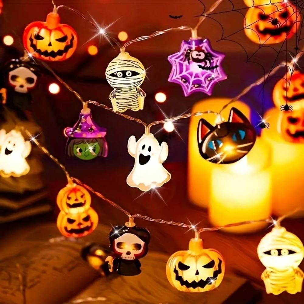 ハロウィン電池式の形のついたり灯り、カボチャ、クモ、魔女など - Elements Lighting Decor のレビューと価格