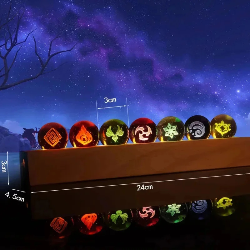 ゲンシン-インパクトクリスタルボール,7要素のボール,3Dモ - Elements Lighting Decor のレビューと価格