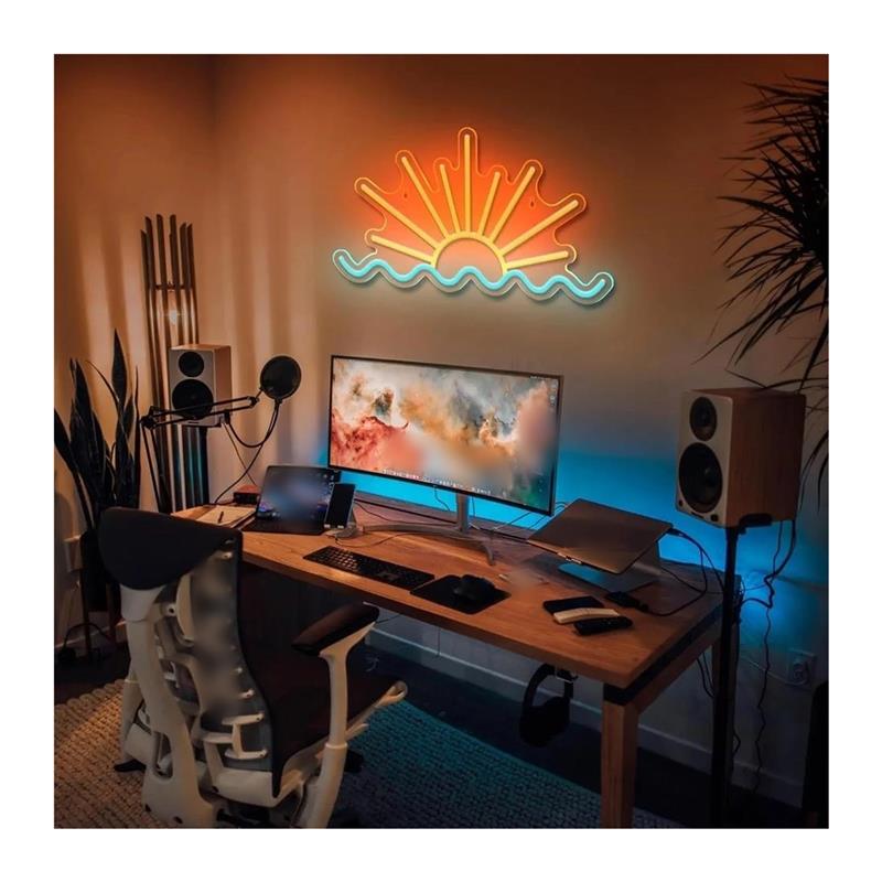 日の出日没ネオンサインビーチ海波ライトリビングルーム、パーテ - Lighting Decor Sunrise のレビューと価格