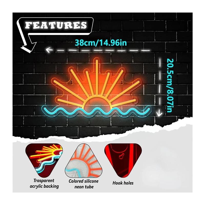 日の出日没ネオンサインビーチ海波ライトリビングルーム、パーテ - Lighting Decor Sunrise のレビューと価格