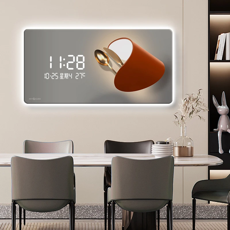 LEDアンビエントウォールクロック,電子デジタルディスプレイ - Lighting Home Decor Wall Clocks のレビューと価格