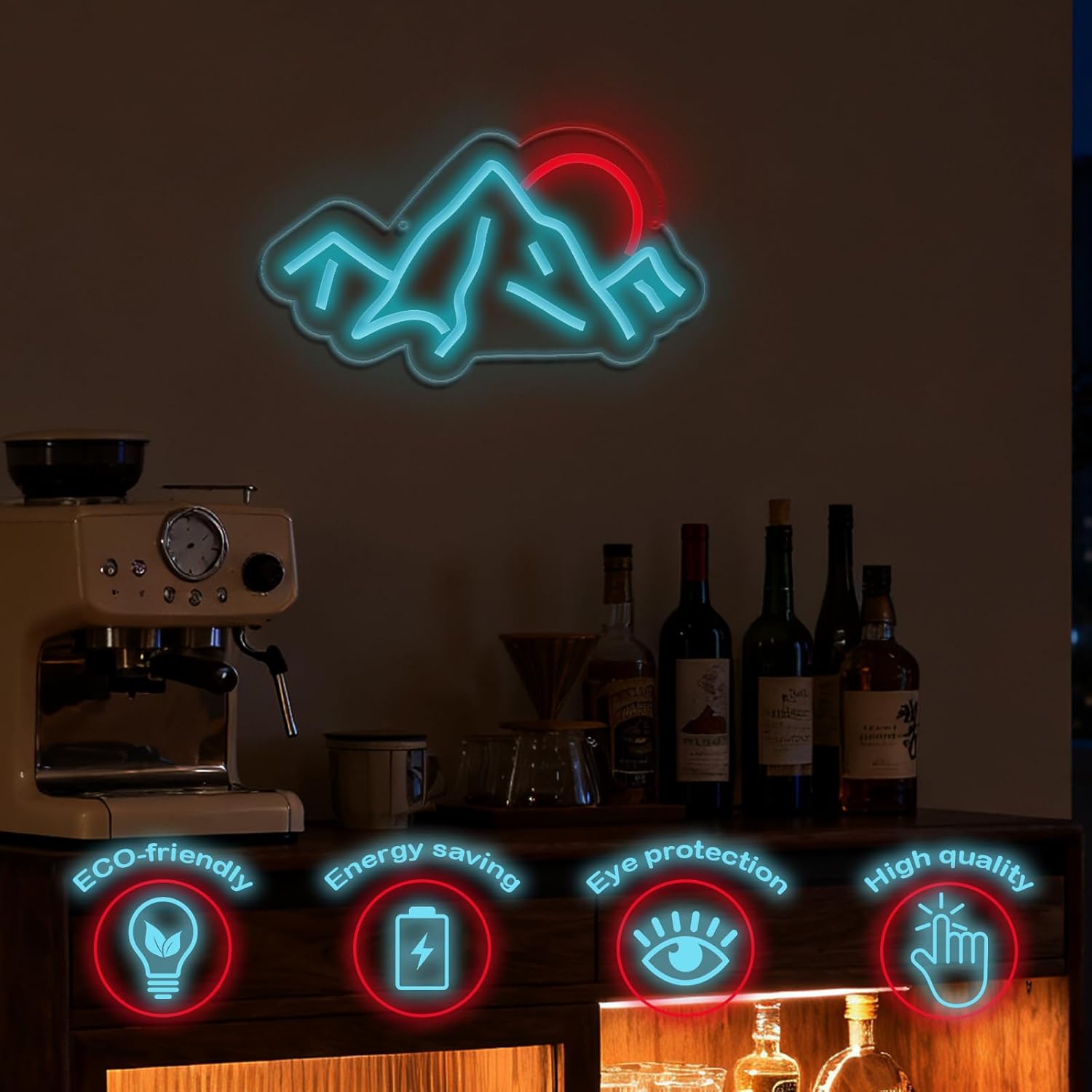 日の出日没ネオンサインマウンテンLEDネオンライト広告用寝室 - Lighting Decor Sunrise のレビューと価格